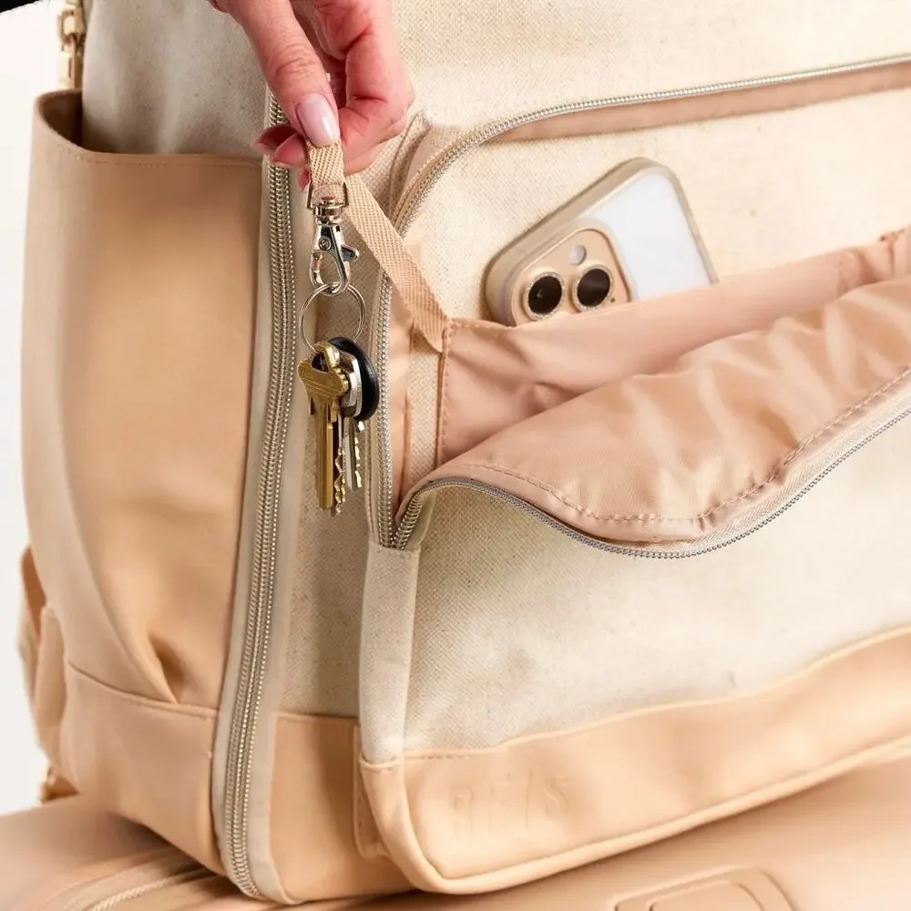 BEIS The travel Backpack in Beige Canvas